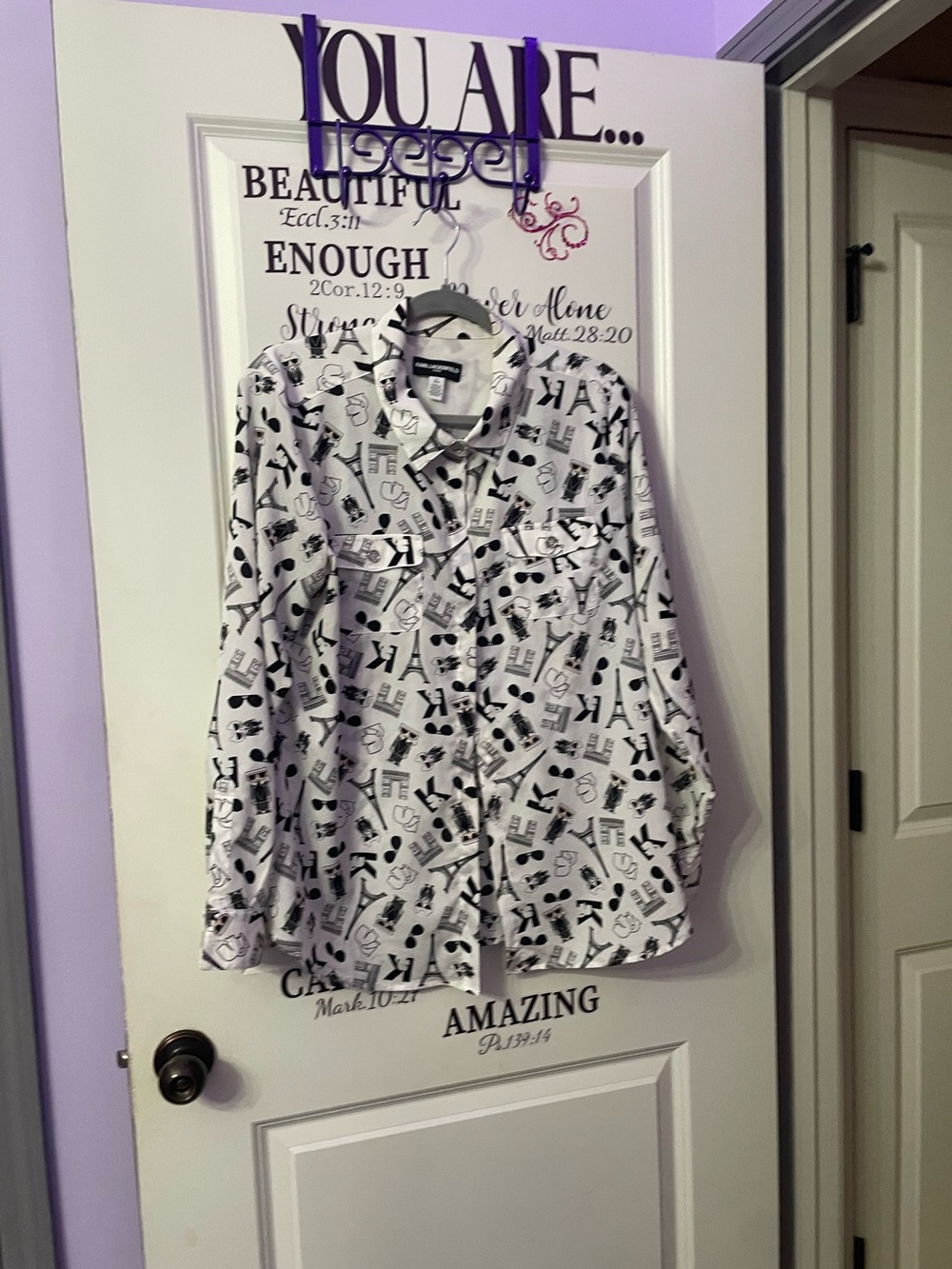 Black & White Patterned Button-Up Shirt